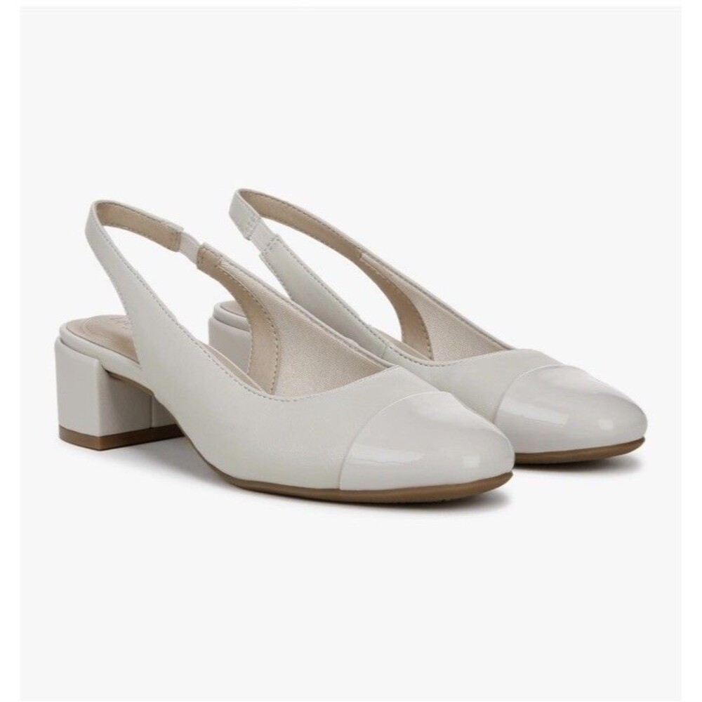 LifeStride Women's Becoming Slingback Block Heel Pump Bone Size 7 M NWT